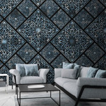 AJOURE Geometric flower black and blue